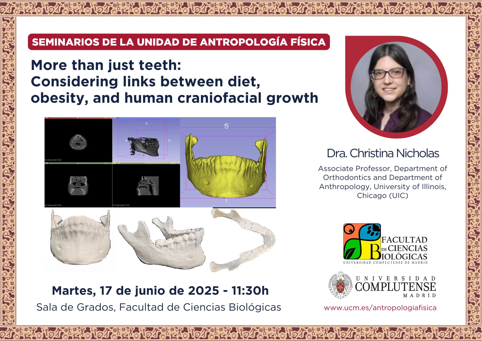 Conferencia sobre antropología dental, Dra. Nicholas (17 junio)